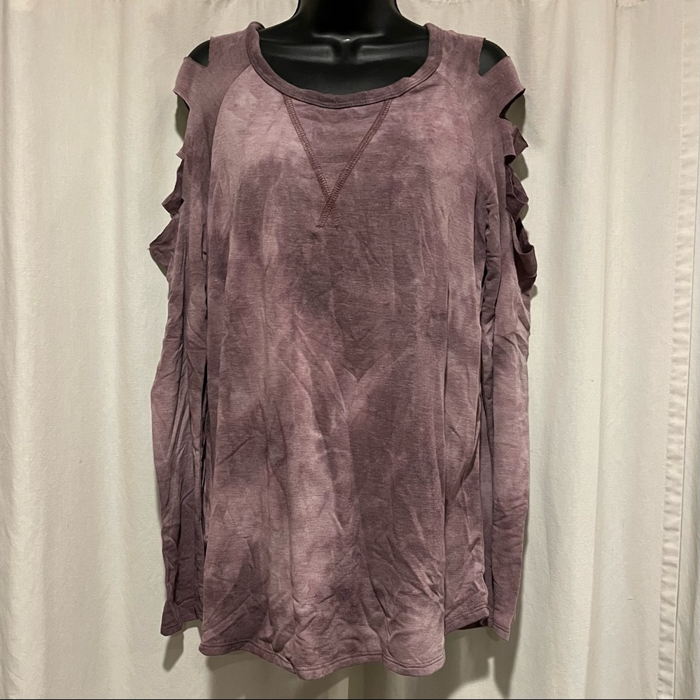 XL Tie Dye Slash Sleeve Top